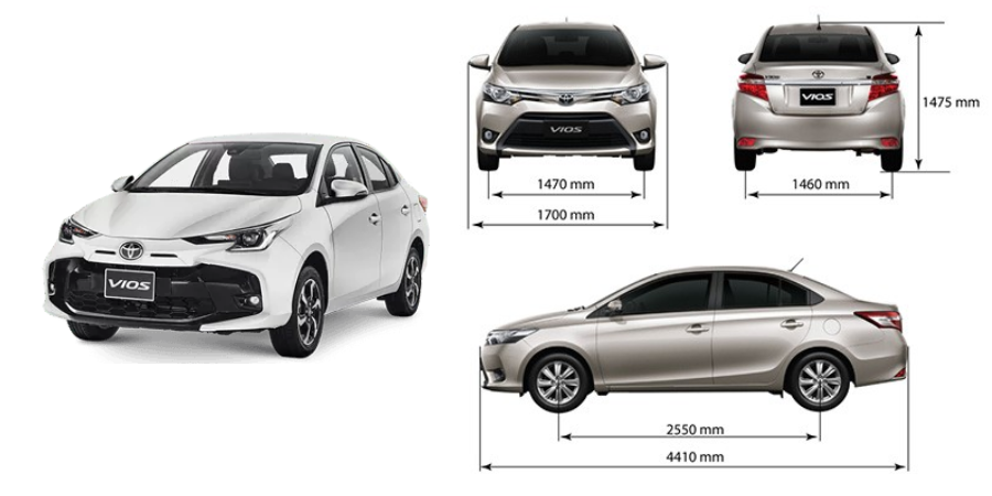 Thông Tin Chuẩn Xác Nhất Về Kích Thước Xe 5 Chỗ 2 Kích thước xe 5 chỗ- TOYOTA VIOS