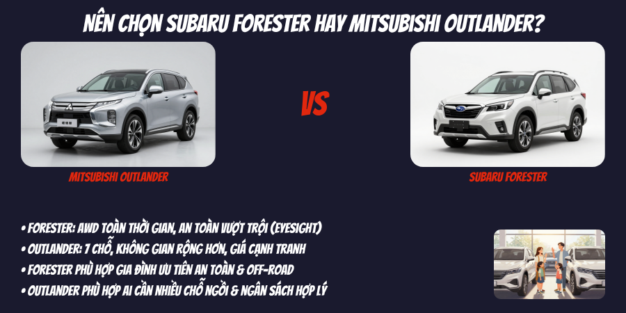 So Sánh Subaru Forester Và Mitsubishi Outlander Về Xăng 3 Nên chọn Subaru Forester hay Mitsubishi Outlander?