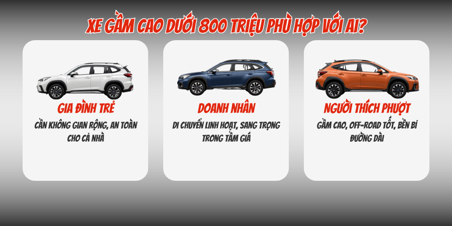 Gợi Ý Xe Gầm Cao Dưới 800 Triệu Nên Chọn 1 Xe gầm cao dưới 800 triệu phù hợp với ai?